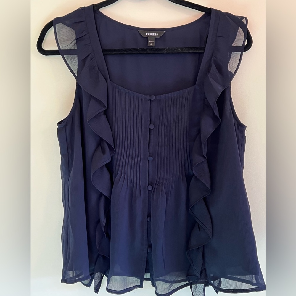 Express Sleeveless Lace Top, Color Navy Blue, Size S/P- Never Worn